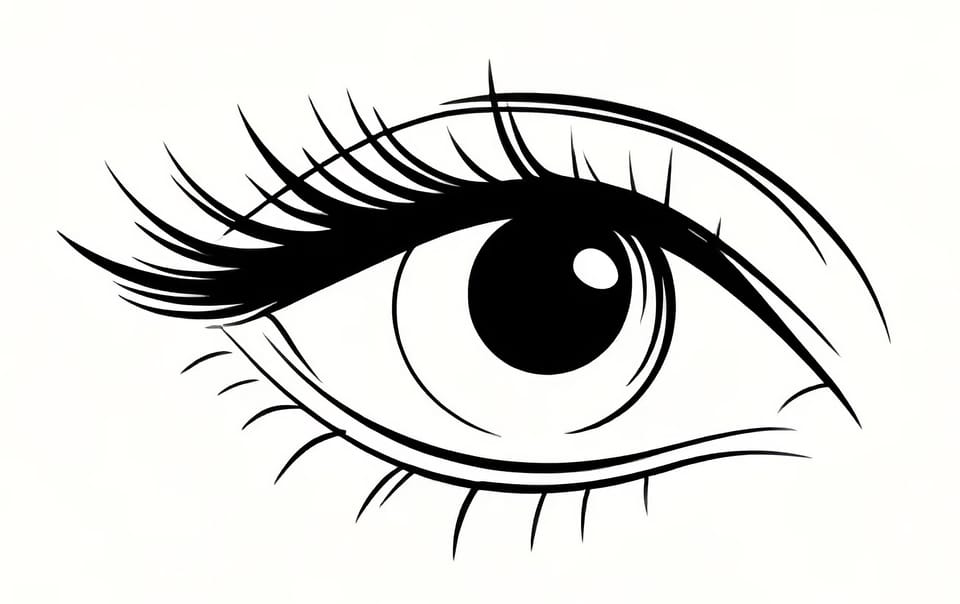 Woman's eye minimal black and white illustration